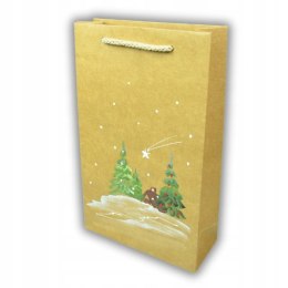 Malowana ręcznie torebka Świąteczna na prezent piękny wzór Choinki Torba M