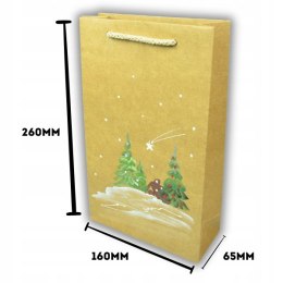 Malowana ręcznie torebka Świąteczna na prezent piękny wzór Choinki Torba M