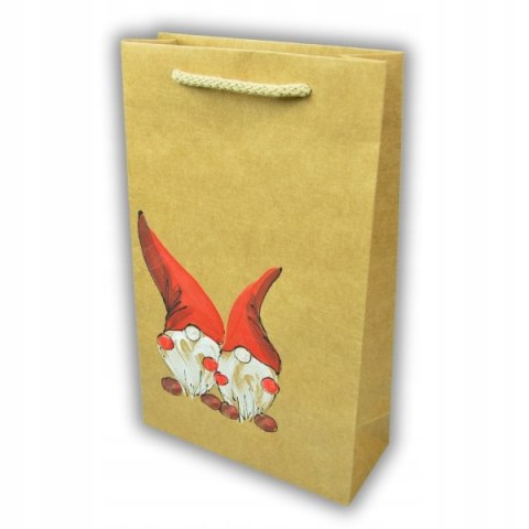 Ręcznie malowana torebka Świąteczna na prezent Skrzaty Mikołaj