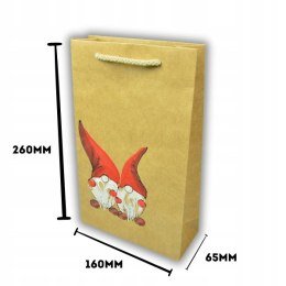 Ręcznie malowana torebka Świąteczna na prezent Skrzaty Mikołaj