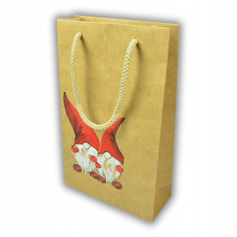 Ręcznie malowana torebka Świąteczna na prezent Skrzaty Mikołaj