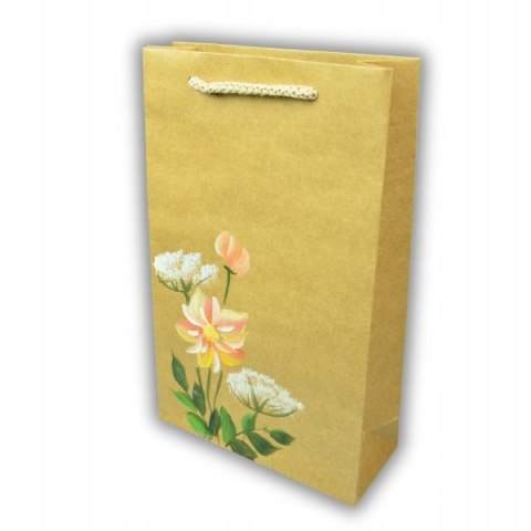 Ręcznie malowana torebka Świąteczna na prezent piękny wzór Kwiaty Torba M