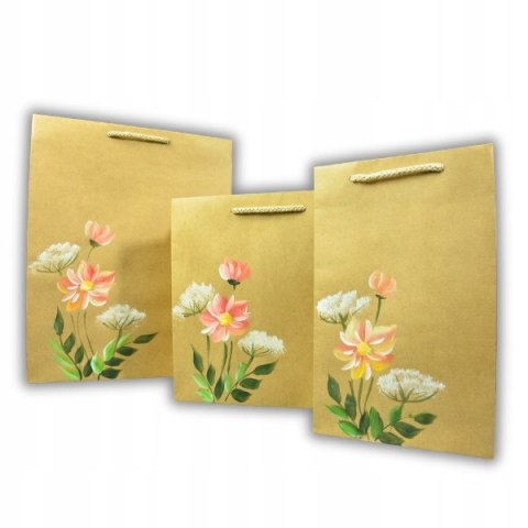 Ręcznie malowana torebka Świąteczna na prezent piękny wzór Kwiaty Torba M