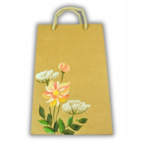 Ręcznie malowana torebka Świąteczna na prezent piękny wzór Kwiaty Torba M