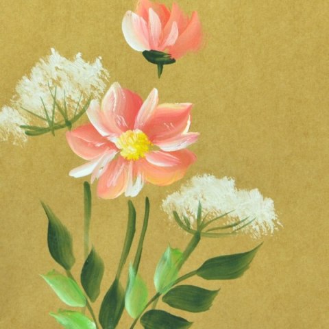 Ręcznie malowana torebka Świąteczna na prezent piękny wzór Kwiaty Torba M