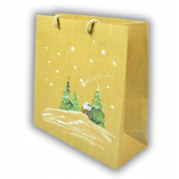 Ręcznie zdobiona torebka Świąteczna na prezent piękny wzór Choinki Torba M