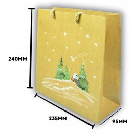 Ręcznie zdobiona torebka Świąteczna na prezent piękny wzór Choinki Torba M