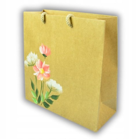 Torebka Świąteczna na prezent malowana ręcznie piękny wzór Kwiaty Torba Ś