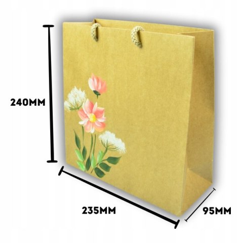 Torebka Świąteczna na prezent malowana ręcznie piękny wzór Kwiaty Torba Ś