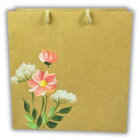 Torebka Świąteczna na prezent malowana ręcznie piękny wzór Kwiaty Torba Ś