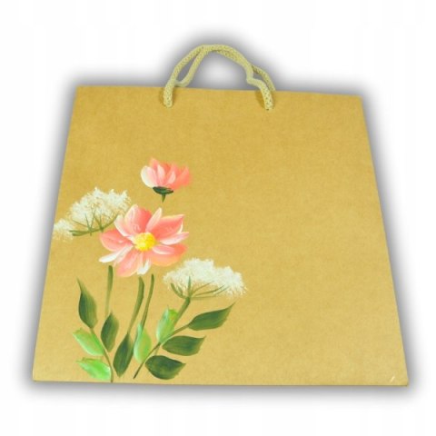 Torebka Świąteczna na prezent malowana ręcznie piękny wzór Kwiaty Torba Ś