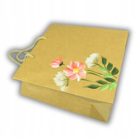 Torebka Świąteczna na prezent malowana ręcznie piękny wzór Kwiaty Torba Ś