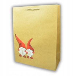 Torebka Świąteczna ręcznie zdobiona na prezent Skrzat Mikołaj Duża