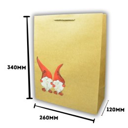 Torebka Świąteczna ręcznie zdobiona na prezent Skrzat Mikołaj Duża