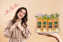 Zestaw 4 upominków herbata i konfitura eleganckie mini prezenty na okazję