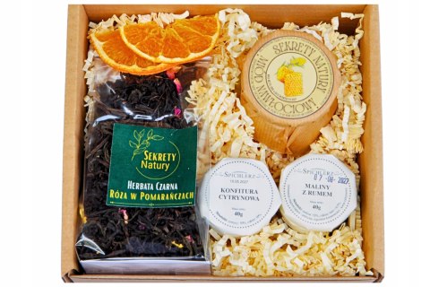 Zestaw prezentowy herbata, miód i konfitury - Róża w Pomarańczach